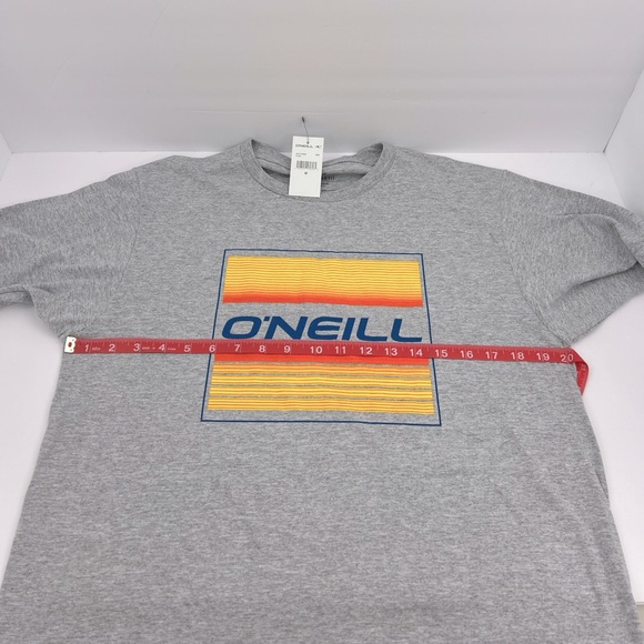 O’NEILL T-SHIT, MENS LIGHT GREY W/ORANGE & YELLOW LOGO, 90%COTTON, 10%POLYESTER - Picture 10 of 11